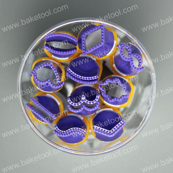 HB0350B  Plastic 10pcs large size purple color crimper of variety shape box with teeth