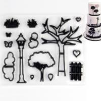 HB0311-6 Plastic Grass/Tree/Fence shapes cookie embosser mold set