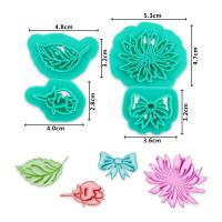 HB1094E Plastic 4pcs Flower&Leaf Shape Cake Fondant Press Mold set(Style E)