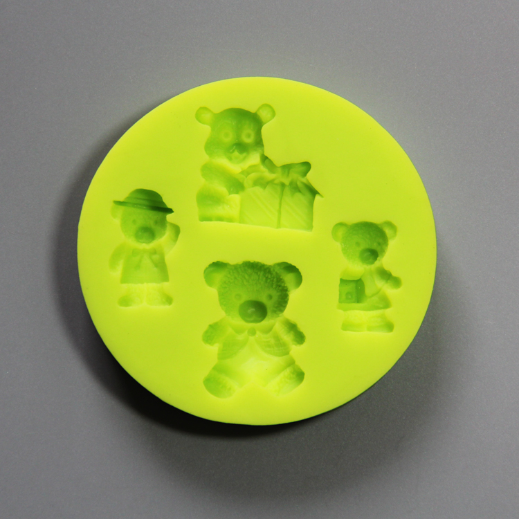 HB0802 3D non stick Teddy bears silicone mold for cake fondant decorating high temperature resistant
