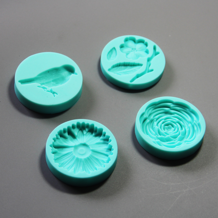 HB0781 4pcs flowers and birds silicone mold for cake fondant decorating
