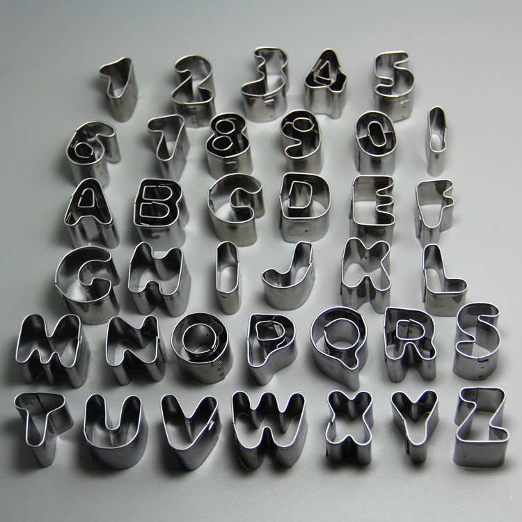 HB0689 New stainless steel 26pcs Alphabet&10pcs Nubmer cookie cutter set