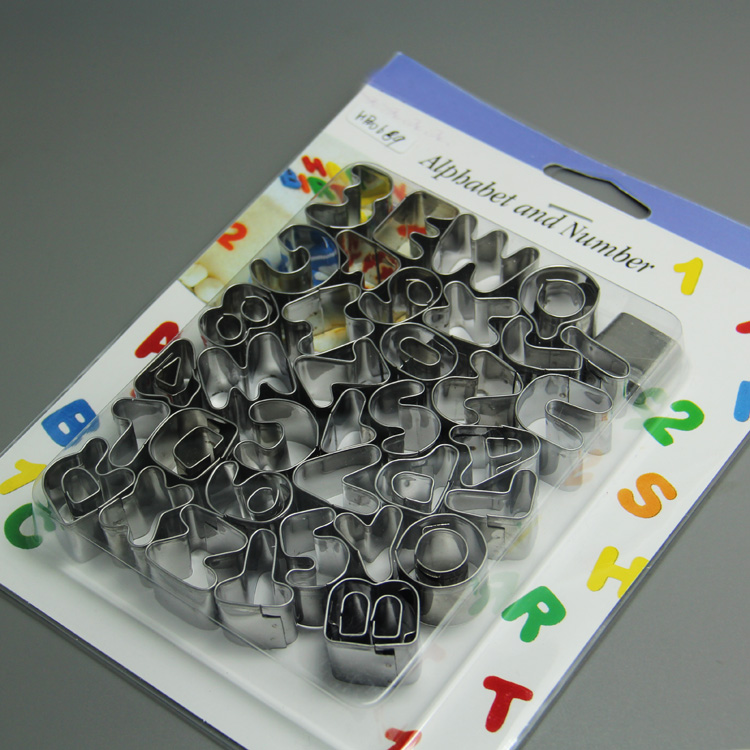 HB0689 New stainless steel 26pcs Alphabet&10pcs Nubmer cookie cutter set