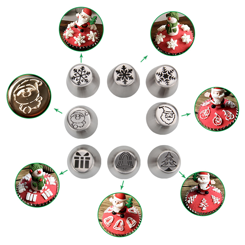 HBXM08 New Stainless steel Christmas Theme Russian Tips(Bell)