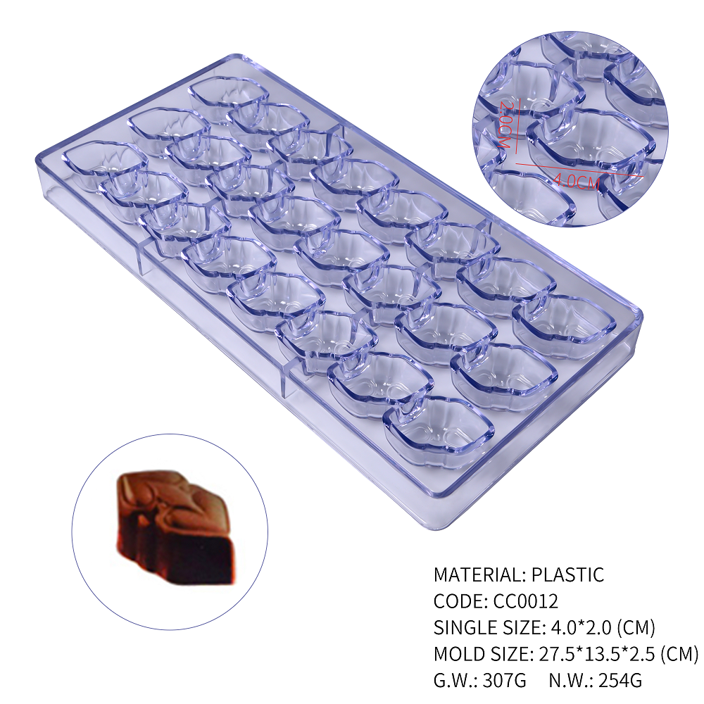 CC0012 Polycarbonate Double Heart Shape Chocolate Mould DIY Baking Mold