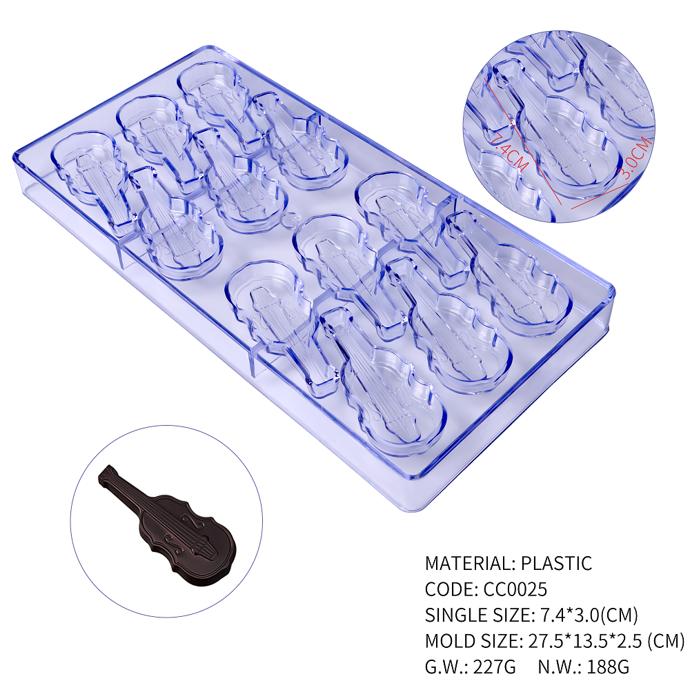 CC0025 Polycarbonate Violin Shape Chocolate Mould DIY Baking Mold