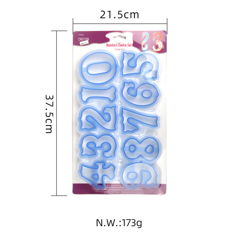 HB0216C Plastic 10pcs Numbers cookie stamps set