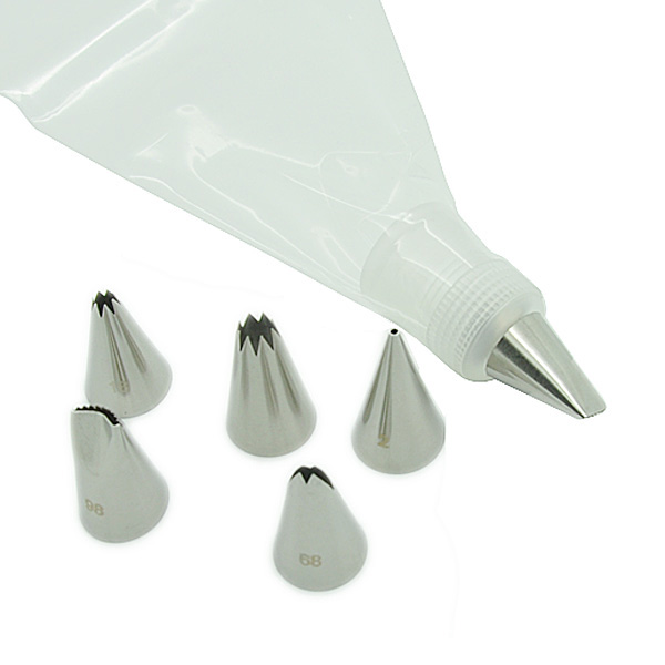 HB0226 6pcs different stainless steel nozzles set with coupler&bag