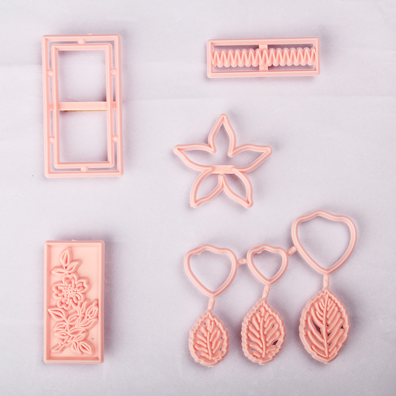HB0311X Plastic Flower Leaves Shapes Fondant Press Molds Set