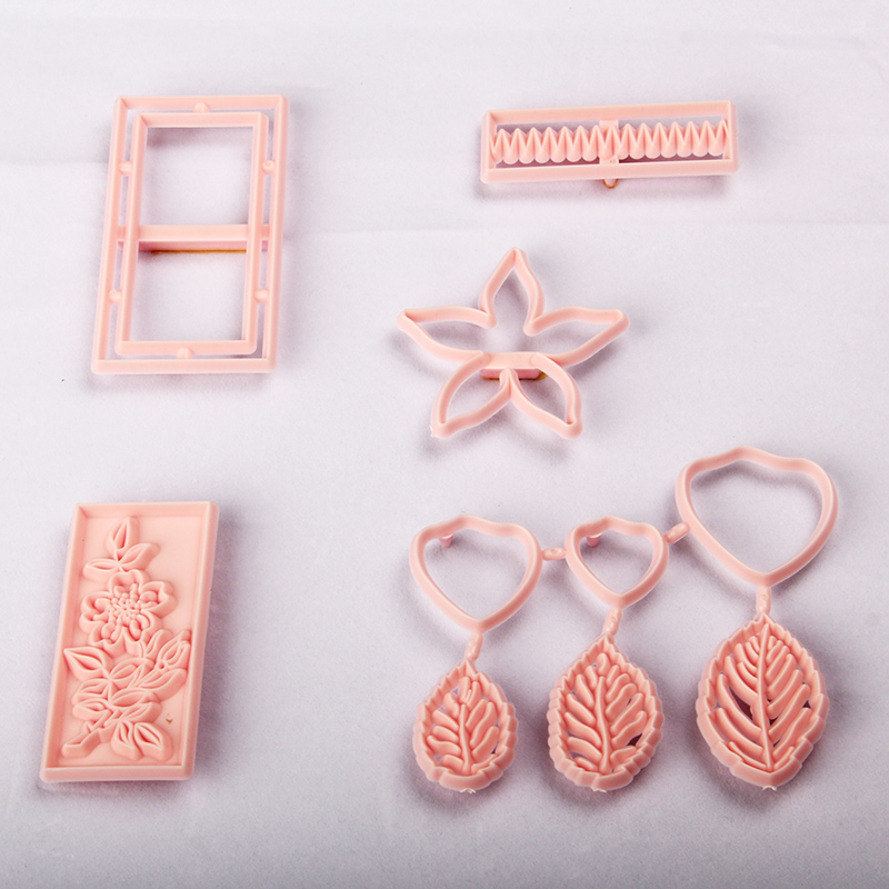 HB0311X Plastic Flower Leaves Shapes Fondant Press Molds Set