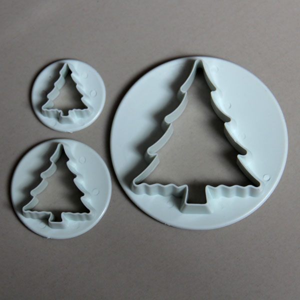 HB0466 3pcs Christmas Tree Press Cookie Cutter chocolate mold fondant embosser