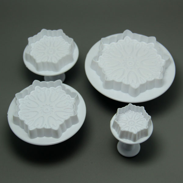 HB0527 Plastic 4pcs Different Size Calyx Cake Fondant Mold set