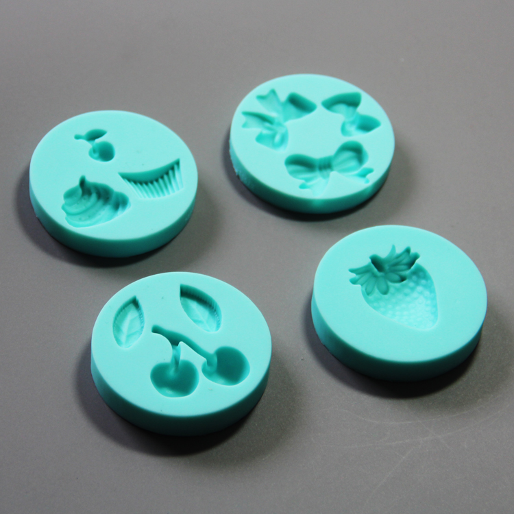 HB0782 4pcs bowtie and fruits silicone mold for cake fondant decorating