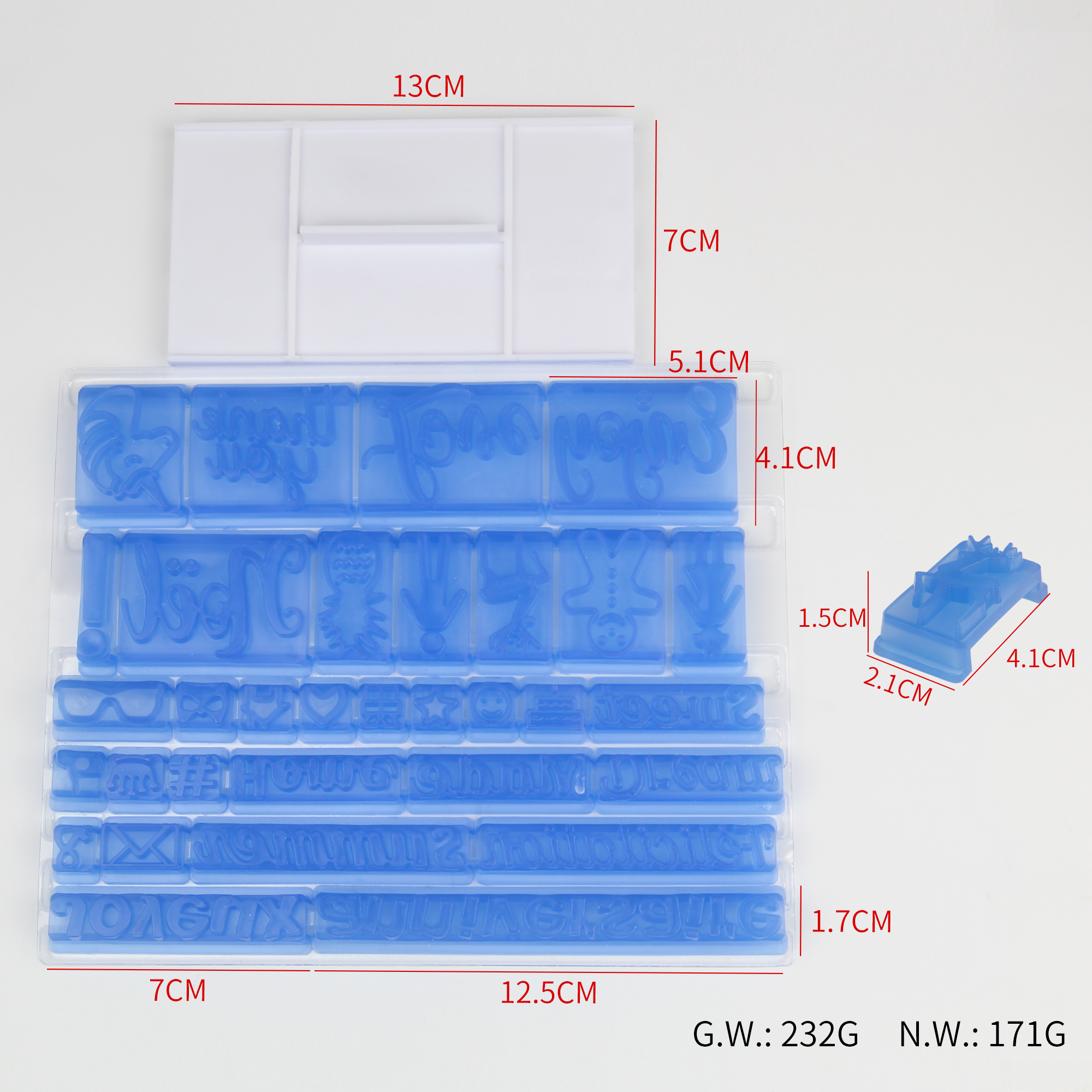 HB0963D  Plastic Detachable Mini Letters Cookie Stamp Molds Set