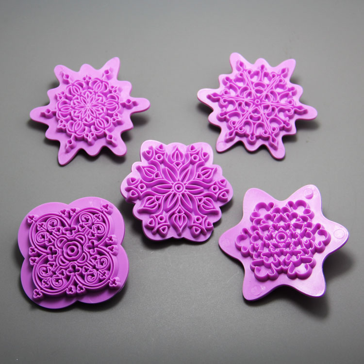 HB0973 5pcs plastic flower cake stamp/Fondant Mold set
