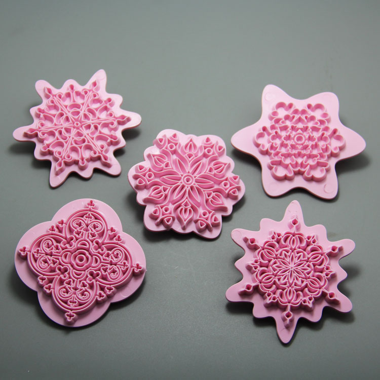 HB0973 5pcs plastic flower cake stamp/Fondant Mold set