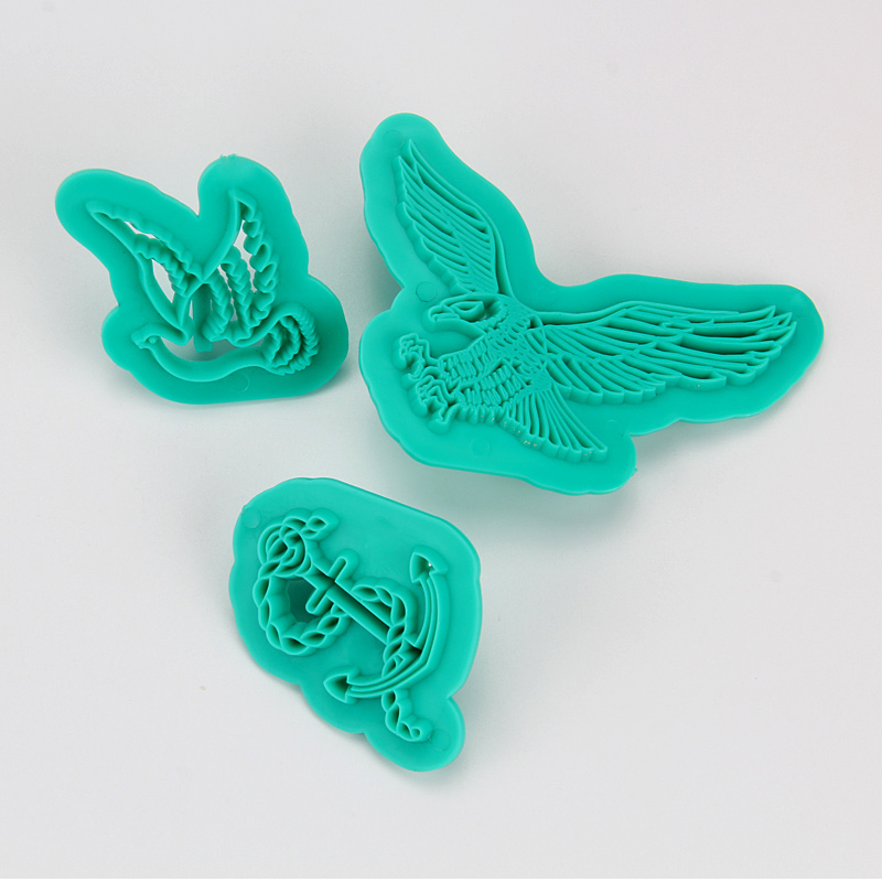 HB1094I Plastic 3pcs Birds&Anchor Shape Cake Fondant Press Mold set(Style I)