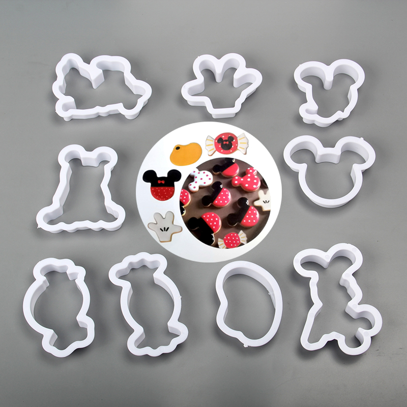 HB1100F Plastic 9pcs Mickey Theme cookie embosser mold set