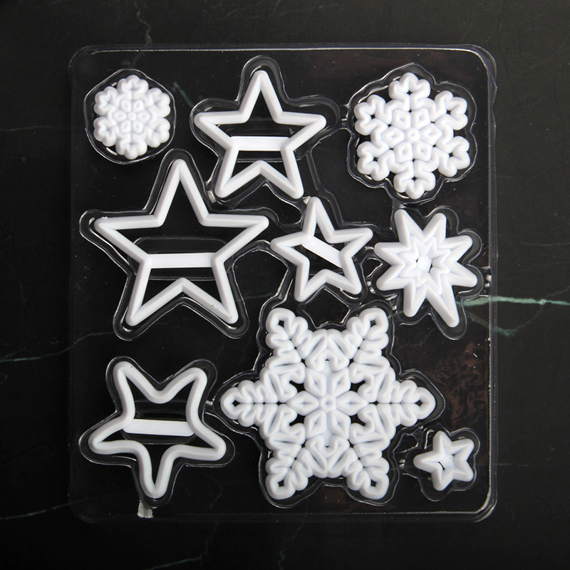 HB1101J Plastic Snowflakes&Stars Shapes Cake Fondant Press Mold set