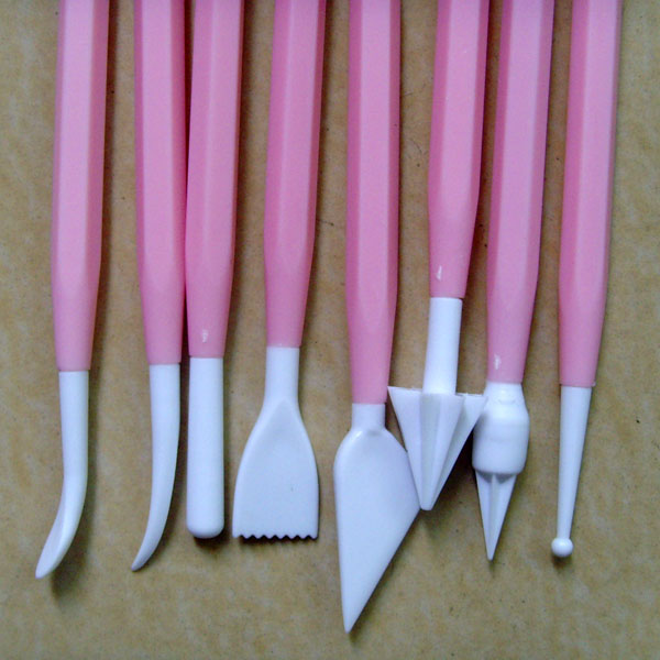 JG0146P Plastic Pink 8pcs cake decorating modeling tools set