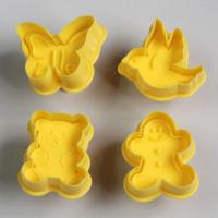 HB0396 Plastic 4pcs Yellow Human&Animals shape plunger cutter set